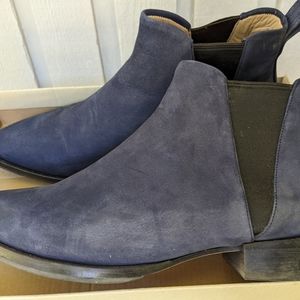 Poppy Barley Navy blue Nubuck suede leather short Chelsea ankle bootz